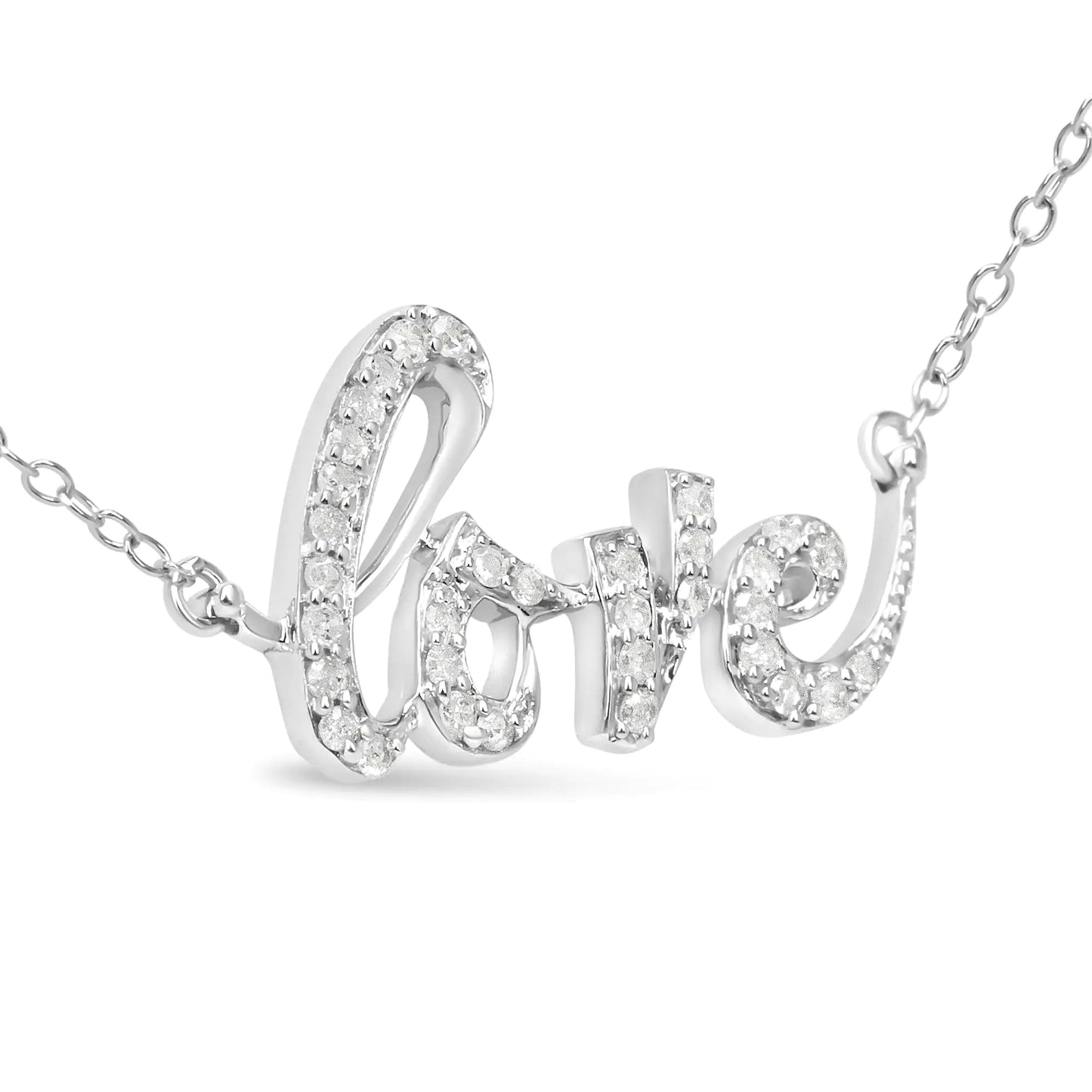 Collar con Colgante "Love" en Plata de Ley con Diamantes (46 cm)