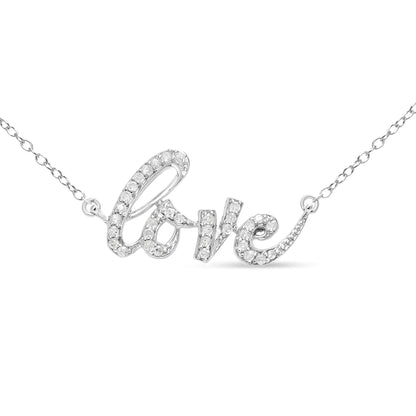 Collar con Colgante "Love" en Plata de Ley con Diamantes (46 cm)